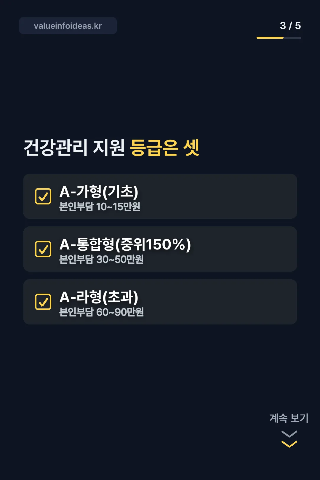 건강관리 지원 등급 셋
